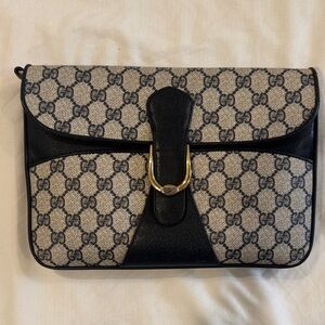 Gucci Monogram Black and Cream Clutch